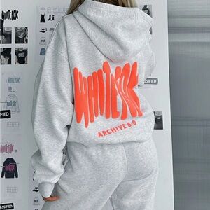 White fox hoodie and sweatpants set!! NEW! On hold!!!